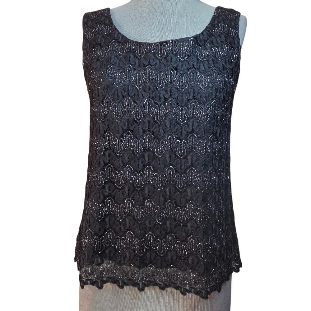 Black Metallic Embellished Sleevless Blouse Size 12 New with Tag ,
